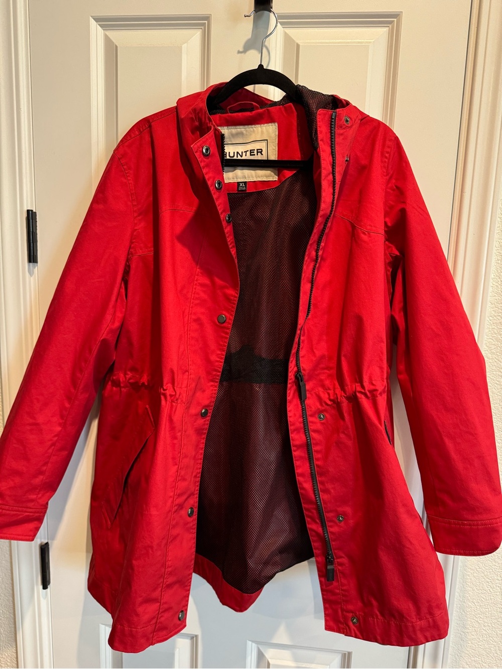 Hunter Red Women's XL Trench Coat with Hood